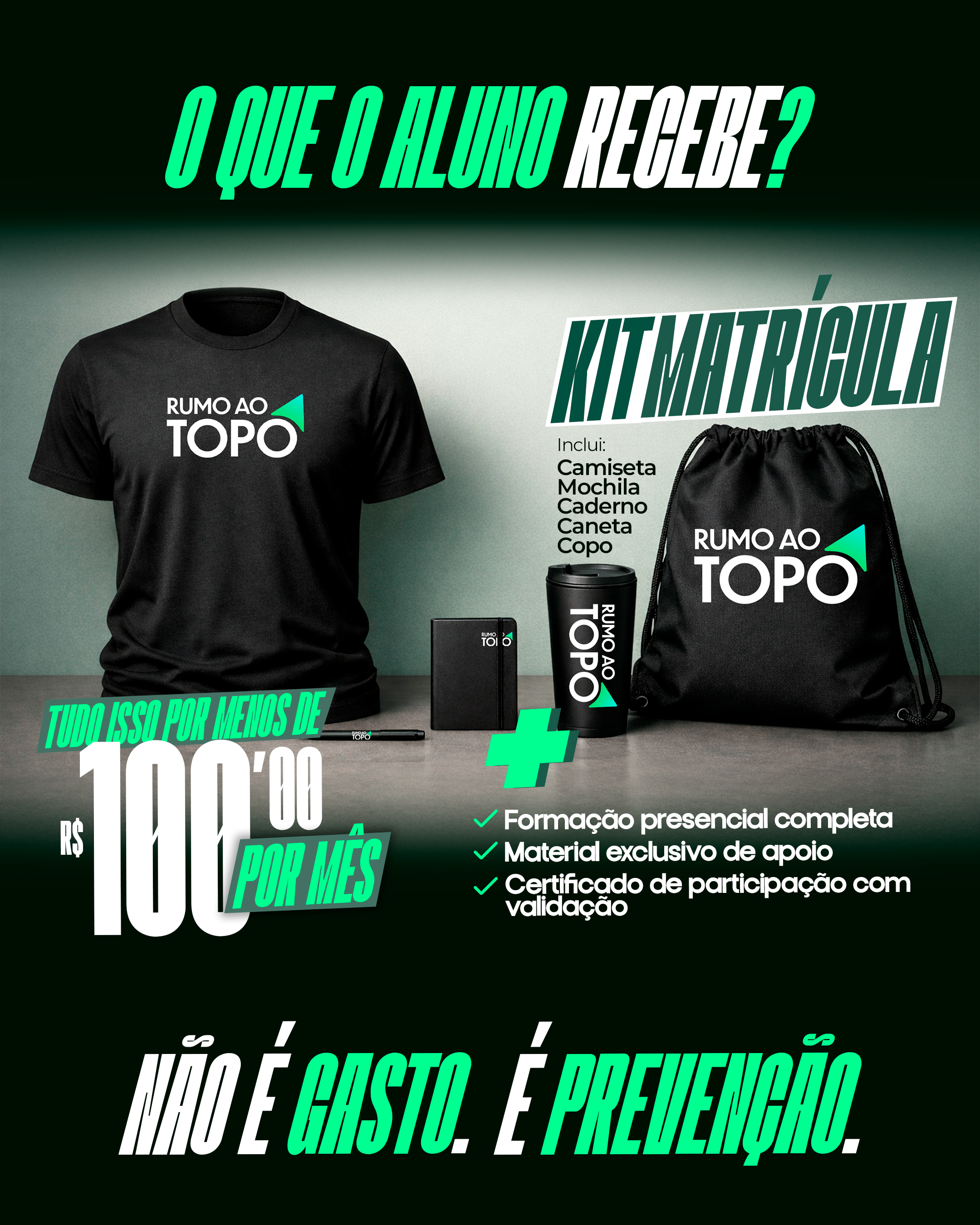 Kit Matrícula - Camiseta, Mochila, Caderno, Caneta e Copo